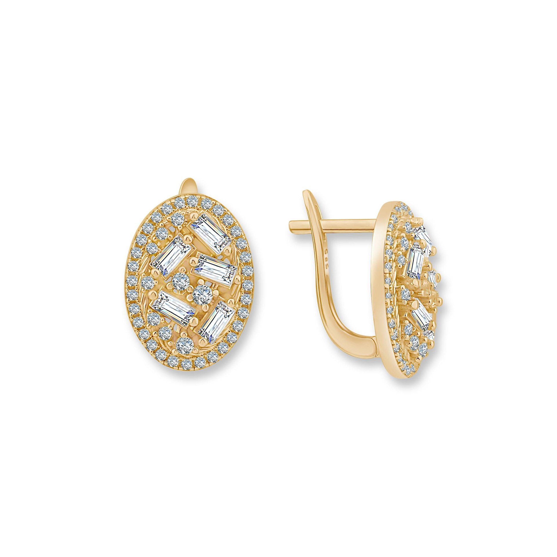 Oval Taşlı Küpe