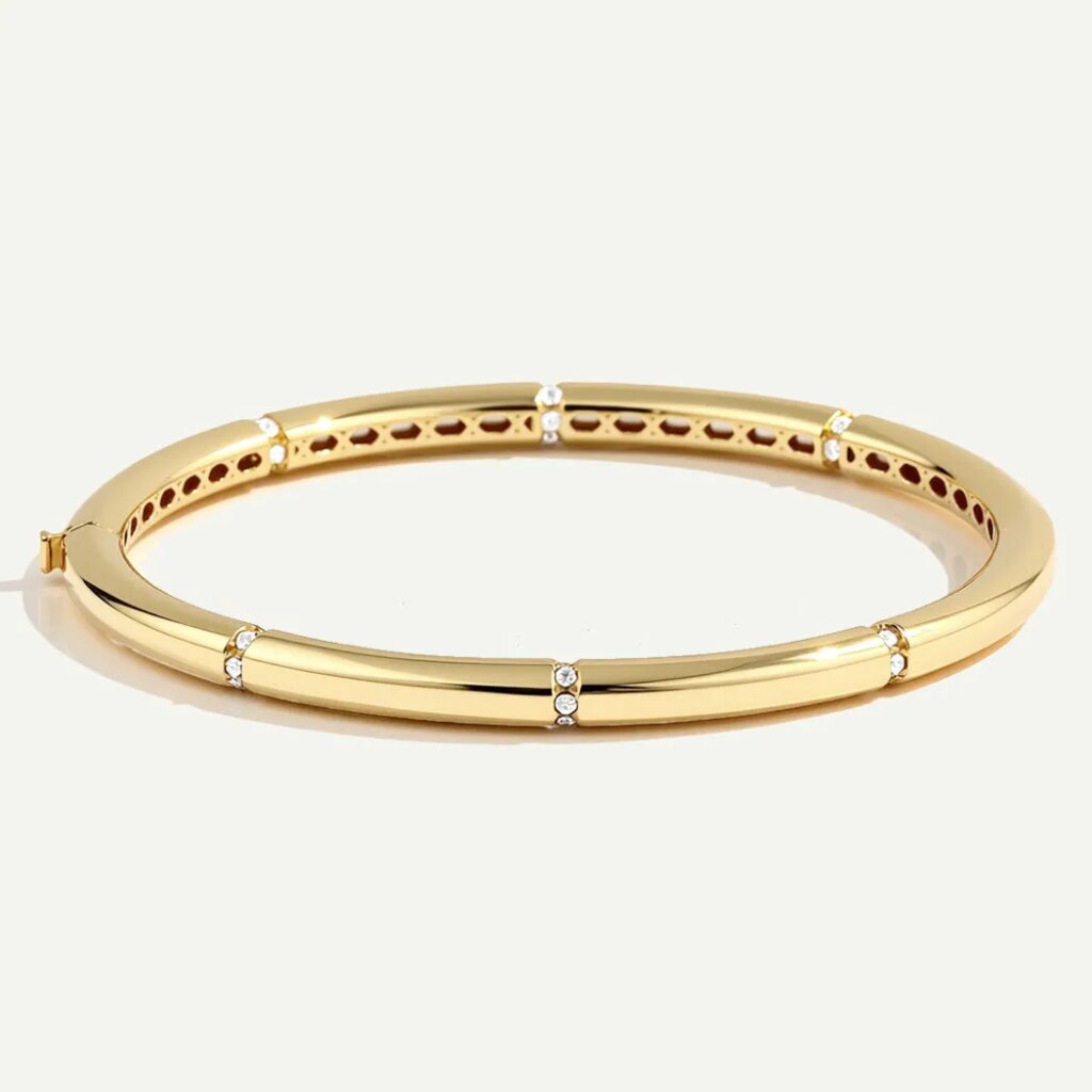 14 Ayar Altın Minimal Taşlı Kelepçe