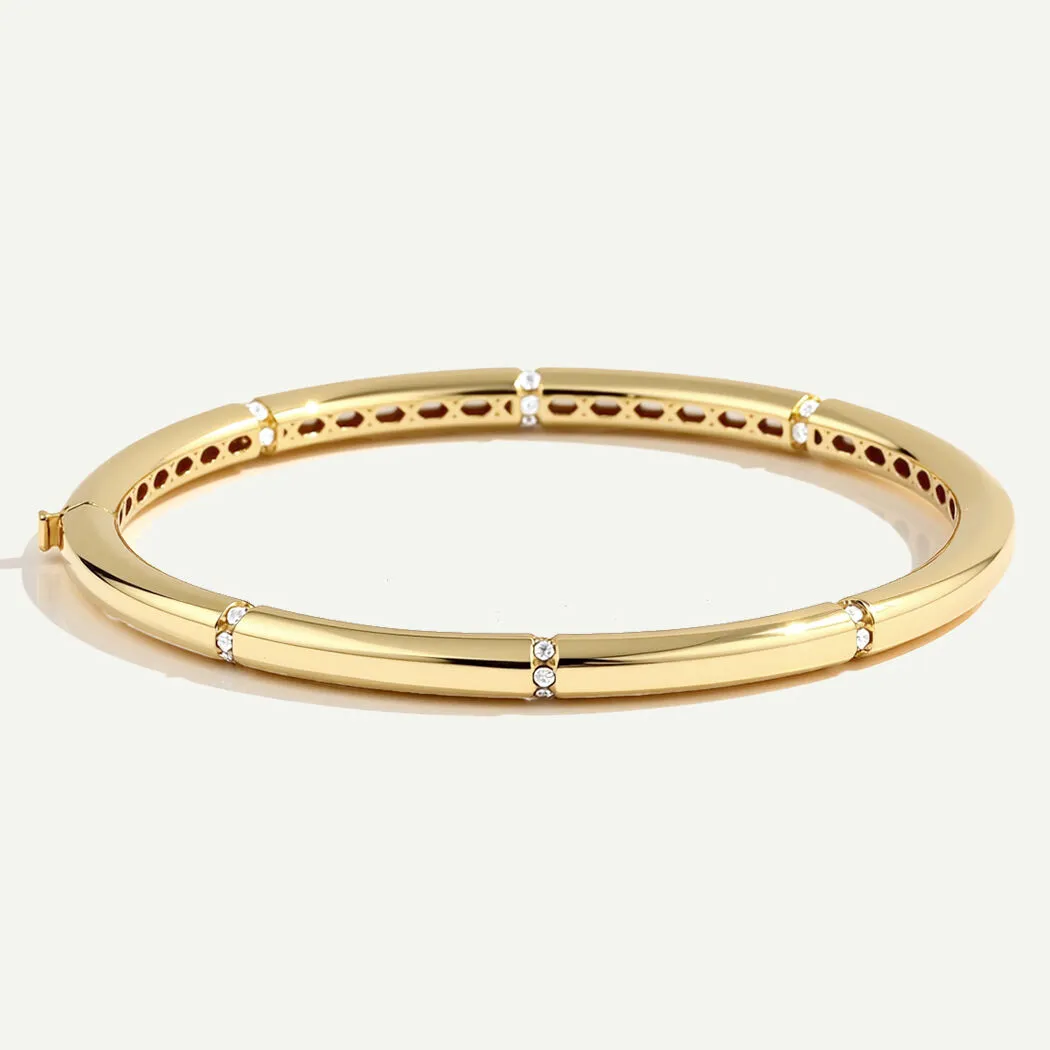 14 Ayar Altın Minimal Taşlı Kelepçe